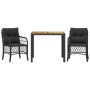 Small table and chairs with 3 black synthetic rattan cushions. by , Garden sets - Ref: Foro24-3212042, Price: 345,68 €, Disco...