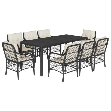 Set de comedor de jardín 9 pzas y cojines ratán sintético negro de , Conjuntos de jardín - Ref: Foro24-3212023, Precio: 1,00 ...