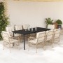 9-teiliges Garten-Esszimmer-Set mit Kissen synthetisches Rattan beige von , Gartensets - Ref: Foro24-3212151, Preis: 1,00 €, ...