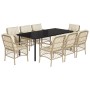 Set comedor de jardín 9 pzas con cojines ratán sintético beige de , Conjuntos de jardín - Ref: Foro24-3212151, Precio: 1,00 €...