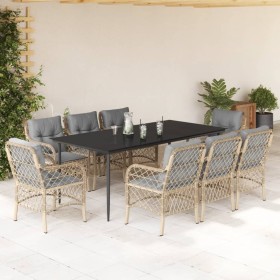 9-piece garden dining set with beige synthetic rattan cushions by , Garden sets - Ref: Foro24-3212158, Price: 983,50 €, Disco...