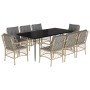 Set comedor de jardín 9 pzas con cojines ratán sintético beige de , Conjuntos de jardín - Ref: Foro24-3212158, Precio: 983,50...