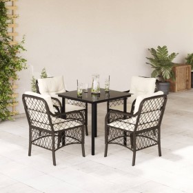 5-teiliges Garten-Esszimmerset und Kissen Kunstrattan braun von , Gartensets - Ref: Foro24-3212118, Preis: 447,99 €, Rabatt: %