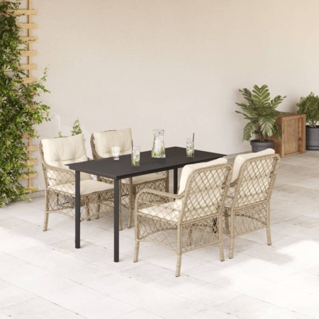 Set comedor de jardín 5 pzas con cojines ratán sintético beige de , Conjuntos de jardín - Ref: Foro24-3212147, Precio: 643,04...