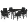 Set de comedor de jardín 7 pzas y cojines ratán sintético negro de , Conjuntos de jardín - Ref: Foro24-3212107, Precio: 788,1...