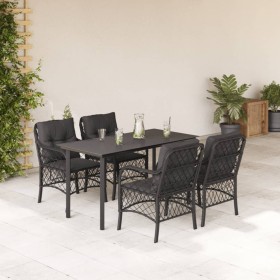 Set de muebles jardín 5 pzas con cojines ratán sintético negro de , Conjuntos de jardín - Ref: Foro24-3212105, Precio: 508,99...