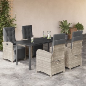 Garden dining set 5 pieces with light gray synthetic rattan cushions by , Garden sets - Ref: Foro24-3212608, Price: 769,28 €,...