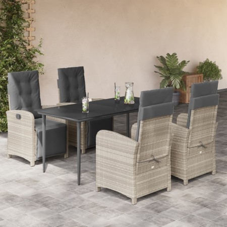 Set comedor de jardín 5 pzas cojines ratán sintético gris claro de , Conjuntos de jardín - Ref: Foro24-3212601, Precio: 733,2...