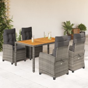 5-teiliges Garten-Esszimmerset mit synthetischen Rattankissen grau von , Gartensets - Ref: Foro24-3212674, Preis: 750,08 €, R...