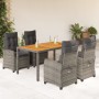 Set comedor de jardín 5 piezas con cojines ratán sintético gris de , Conjuntos de jardín - Ref: Foro24-3212674, Precio: 752,9...