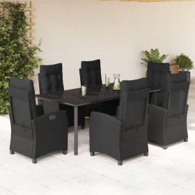 7-teiliges Garten-Esszimmerset und Kissen synthetisches Rattan schwarz von , Gartensets - Ref: Foro24-3212759, Preis: 1,00 €,...