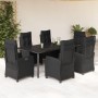 Set de comedor de jardín 7 pzas y cojines ratán sintético negro de , Conjuntos de jardín - Ref: Foro24-3212759, Precio: 965,9...