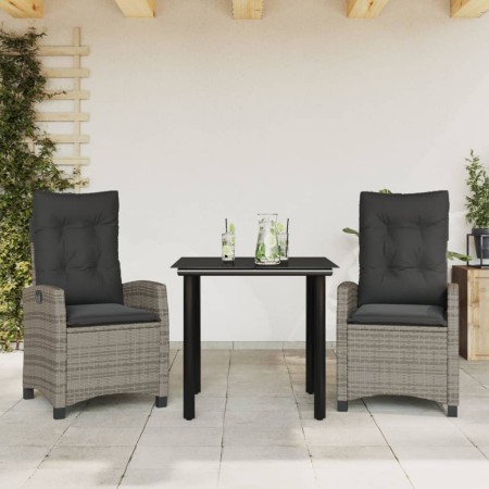 3-piece garden dining set with gray synthetic rattan cushions by , Garden sets - Ref: Foro24-3212792, Price: 365,36 €, Discou...