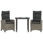 3-piece garden dining set with gray synthetic rattan cushions by , Garden sets - Ref: Foro24-3212792, Price: 365,36 €, Discou...