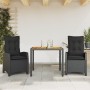 3-teiliges Garten-Esszimmer-Set mit Kissen synthetisches Rattan schwarz von , Gartensets - Ref: Foro24-3212662, Preis: 420,99...