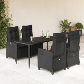 5-teiliges Gartenmöbel-Set mit Kissen synthetisches Rattan schwarz von , Gartensets - Ref: Foro24-3212746, Preis: 698,99 €, R...