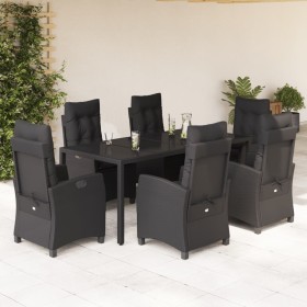 7-teiliges Garten-Esszimmerset und Kissen synthetisches Rattan schwarz von , Gartensets - Ref: Foro24-3212641, Preis: 970,58 ...