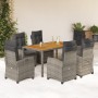 Garden dining set 7 pieces and gray synthetic rattan cushions by , Garden sets - Ref: Foro24-3212676, Price: 1,00 €, Discount: %