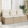 3-seater garden sofa with beige synthetic rattan cushions by , Outdoor sofas - Ref: Foro24-366077, Price: 192,44 €, Discount: %