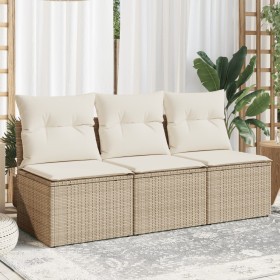 3-seater garden sofa with beige synthetic rattan cushions by , Outdoor sofas - Ref: Foro24-366077, Price: 181,20 €, Discount: %