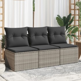 3-seater garden sofa with grey synthetic rattan cushions by , Outdoor sofas - Ref: Foro24-366139, Price: 165,99 €, Discount: %