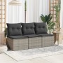 3-seater garden sofa with grey synthetic rattan cushions by , Outdoor sofas - Ref: Foro24-366139, Price: 163,37 €, Discount: %