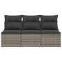 3-seater garden sofa with grey synthetic rattan cushions by , Outdoor sofas - Ref: Foro24-366139, Price: 163,37 €, Discount: %