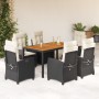 Set de comedor de jardín 7 pzas y cojines ratán sintético negro de , Conjuntos de jardín - Ref: Foro24-3212657, Precio: 875,8...