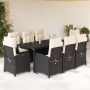 Set de comedor de jardín 9 pzas y cojines ratán sintético negro de , Conjuntos de jardín - Ref: Foro24-3212634, Precio: 1,00 ...