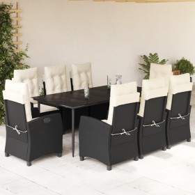 Set de comedor de jardín 9 pzas y cojines ratán sintético negro de , Conjuntos de jardín - Ref: Foro24-3212731, Precio: 1,00 ...