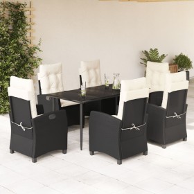 7-teiliges Garten-Esszimmerset und Kissen synthetisches Rattan schwarz von , Gartensets - Ref: Foro24-3212727, Preis: 848,48 ...