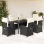 Set de comedor de jardín 7 pzas y cojines ratán sintético negro de , Conjuntos de jardín - Ref: Foro24-3212738, Precio: 855,4...