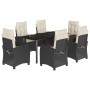 Set de comedor de jardín 7 pzas y cojines ratán sintético negro de , Conjuntos de jardín - Ref: Foro24-3212738, Precio: 855,4...