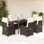 7-teiliges Garten-Esszimmer-Set mit Kissen synthetisches Rattan braun von , Gartensets - Ref: Foro24-3212778, Preis: 1,00 €, ...