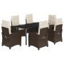 Set comedor de jardín 7 pzas con cojines ratán sintético marrón de , Conjuntos de jardín - Ref: Foro24-3212778, Precio: 950,9...