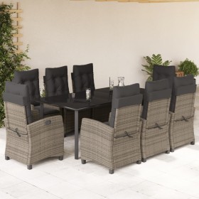 Garden dining set 9 pieces and gray synthetic rattan cushions by , Garden sets - Ref: Foro24-3212800, Price: 1,00 €, Discount: %