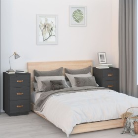 Bedside tables 2 units solid pine wood gray 40x40x75 cm by vidaXL, Nightstands - Ref: Foro24-818340, Price: 181,99 €, Discoun...