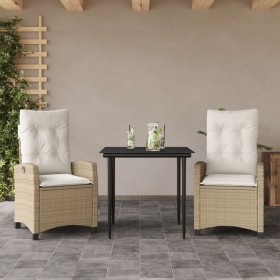 3-teiliges Garten-Esszimmerset mit Kissen synthetisches Rattan beige von , Gartensets - Ref: Foro24-3212802, Preis: 347,99 €,...