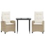 3-piece garden dining set with beige synthetic rattan cushions by , Garden sets - Ref: Foro24-3212802, Price: 347,99 €, Disco...