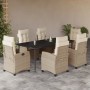 7-piece garden dining set with beige synthetic rattan cushions by , Garden sets - Ref: Foro24-3212809, Price: 955,00 €, Disco...