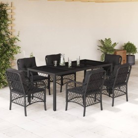 7-teiliges Garten-Esszimmerset und Kissen synthetisches Rattan schwarz von , Gartensets - Ref: Foro24-3212028, Preis: 853,49 ...