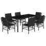 Set de comedor de jardín 7 pzas y cojines ratán sintético negro de , Conjuntos de jardín - Ref: Foro24-3212028, Precio: 853,4...