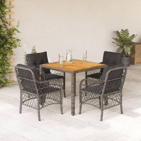 5-teiliges Garten-Esszimmerset mit synthetischen Rattankissen grau von , Gartensets - Ref: Foro24-3212049, Preis: 470,99 €, R...