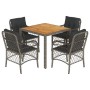 Set comedor de jardín 5 piezas con cojines ratán sintético gris de , Conjuntos de jardín - Ref: Foro24-3212049, Precio: 473,7...