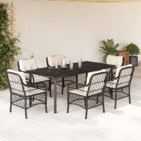 7-teiliges Garten-Esszimmerset und Kissen synthetisches Rattan schwarz von , Gartensets - Ref: Foro24-3212094, Preis: 866,99 ...