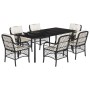 Set de comedor de jardín 7 pzas y cojines ratán sintético negro de , Conjuntos de jardín - Ref: Foro24-3212094, Precio: 873,4...