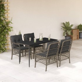 Set comedor de jardín 5 piezas con cojines ratán sintético gris de , Conjuntos de jardín - Ref: Foro24-3212126, Precio: 524,5...