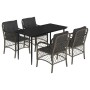 Set comedor de jardín 5 piezas con cojines ratán sintético gris de , Conjuntos de jardín - Ref: Foro24-3212126, Precio: 524,5...