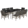 Set comedor jardín 9 pzas y cojines ratán sintético gris de , Conjuntos de jardín - Ref: Foro24-3212130, Precio: 988,95 €, De...