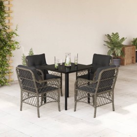 5-teiliges Garten-Esszimmerset mit synthetischen Rattankissen grau von , Gartensets - Ref: Foro24-3212132, Preis: 456,99 €, R...